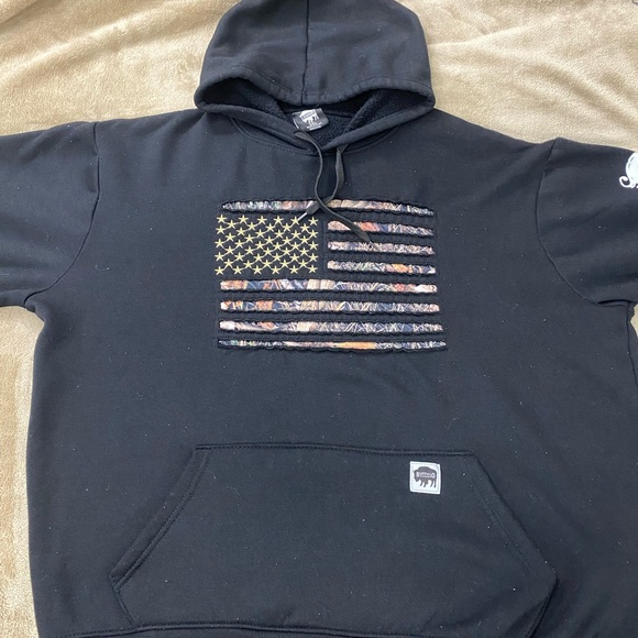 Buffalo Outdoors Men’s 2XL Hoodie Sweatshirt Pullover USA American Flag - Picture 3 of 16